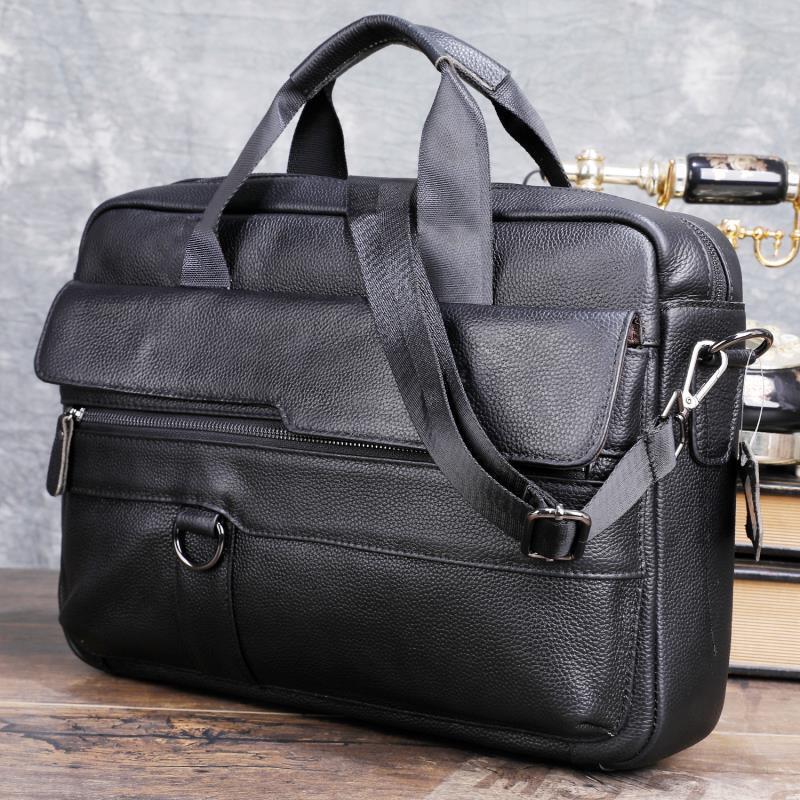 Leather Briefcase - Büyük erkek hakiki deri çanta erkekler