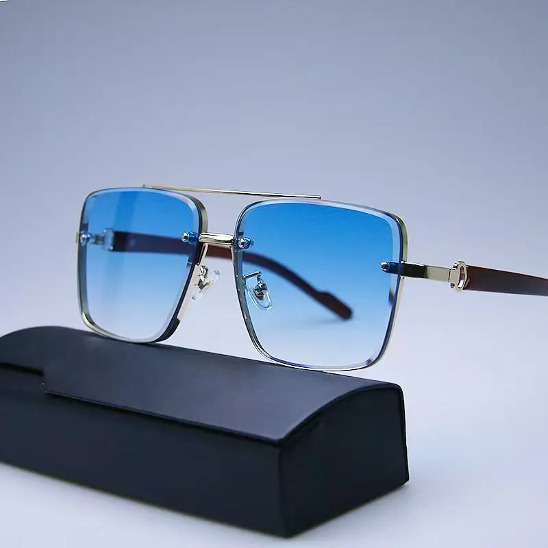 Designer Sunglasses - Moda Retro Kare Metal Güneş Gözlüğü,
