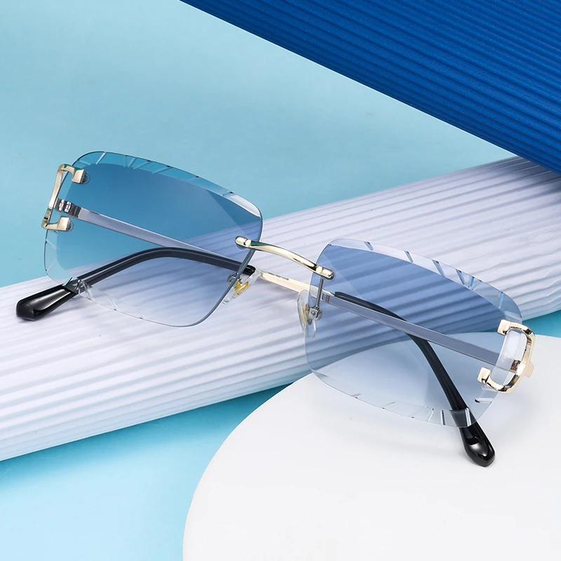 Sunglasses Uv400 - Moda Kare Çerçevesiz Gözlük Trendi, Yüksek