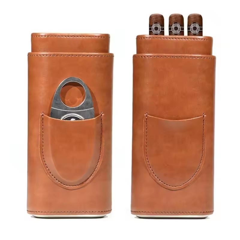 Premium Cigar Case - Deri Puro Kutusu 3 Parmaklı Kılıf