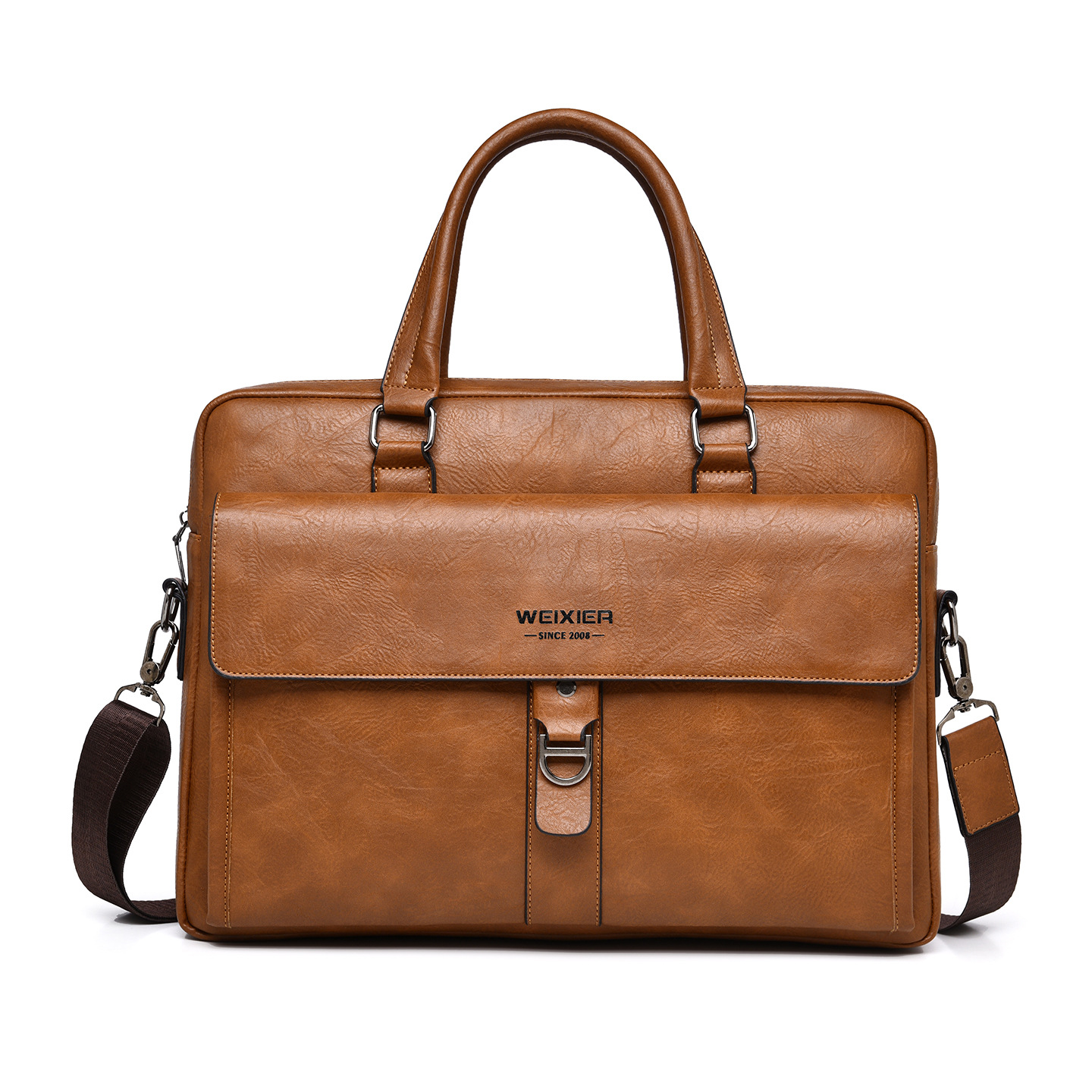 Leather Briefcase - Vintage Koyu Kahverengi PU Deri Erkek