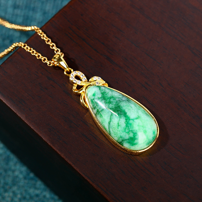 Doğal Yeşim Taşı Damla Şeklind - Gold Plated Jewelry incelemesi ve fiyatı