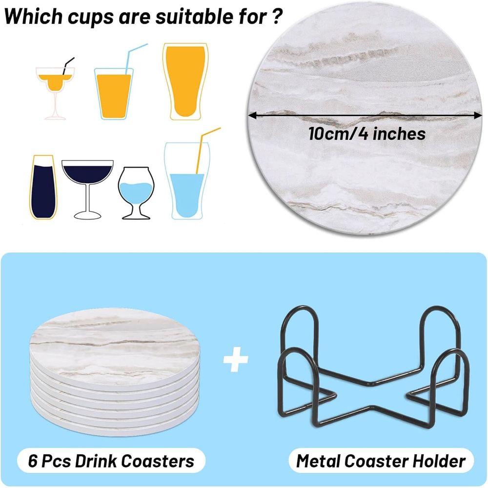 6 Parçalı Emici Bardak Altlığı - Marble Coaster Set incelemesi ve fiyatı