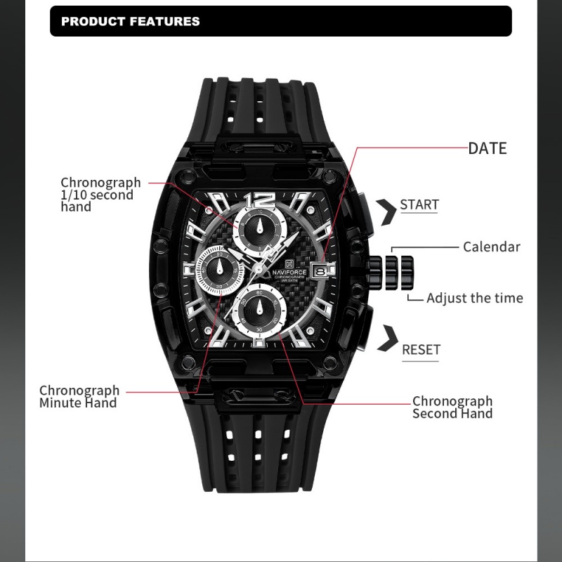 NAVIFORCE erkek saati 5ATM Su  - Luxury Watch Men incelemesi ve fiyatı