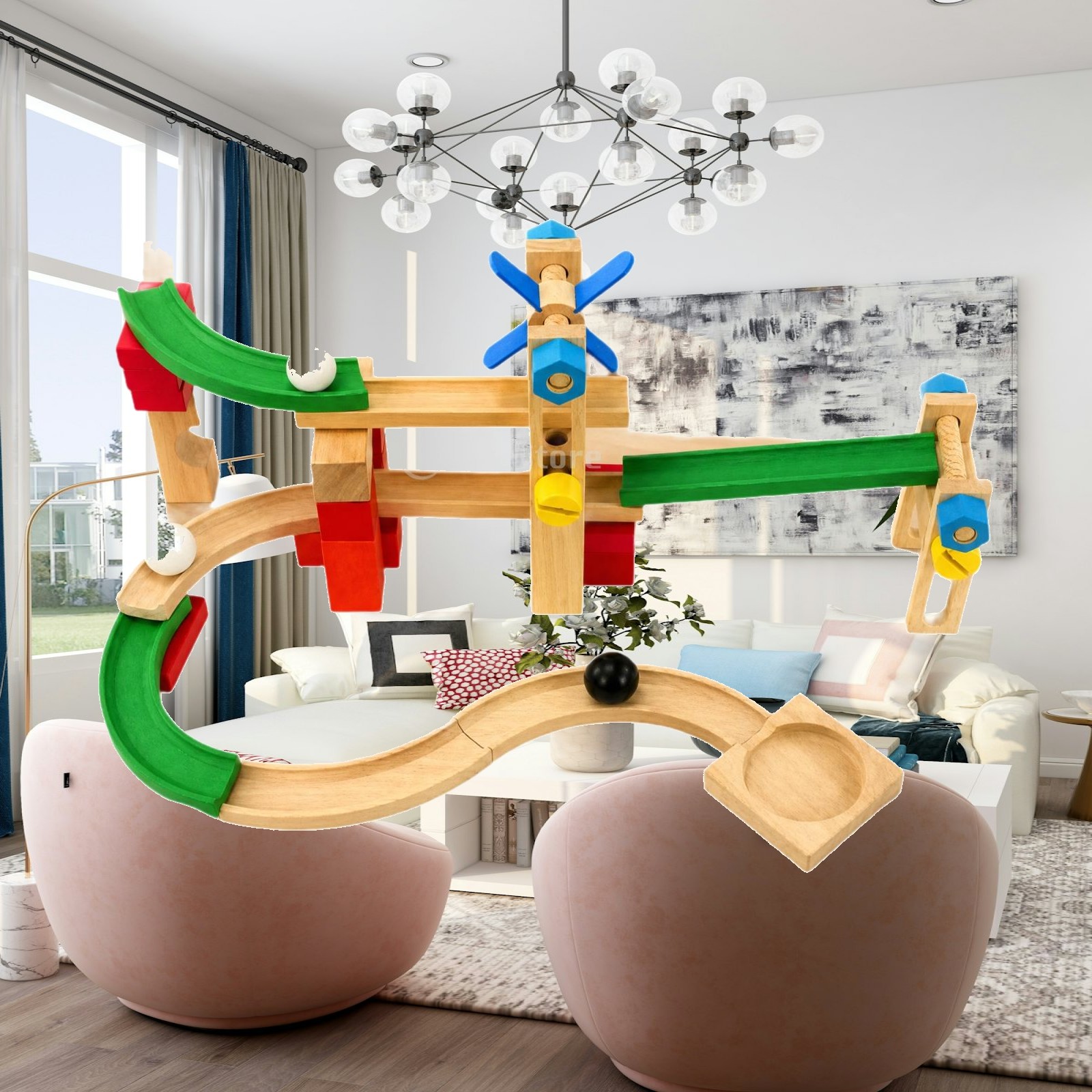 Çocuklar İçin Ahşap Mermer Yol - Marble Coaster Set incelemesi ve fiyatı