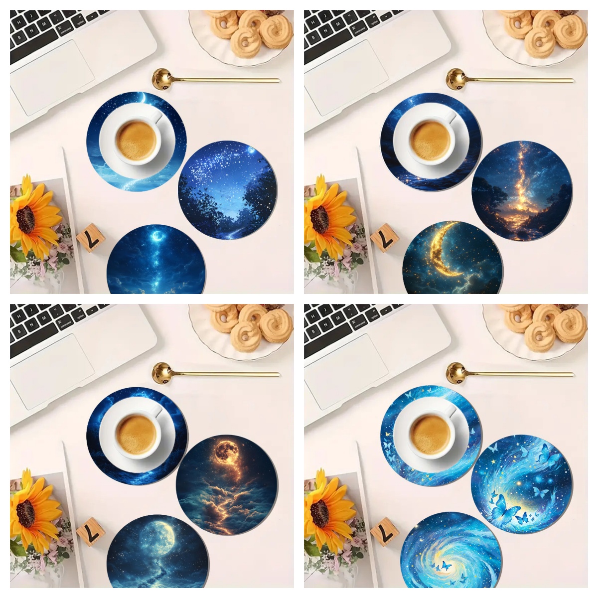 4 Parçalı Renkli Yıldızlı Göky - Marble Coaster Set incelemesi ve fiyatı
