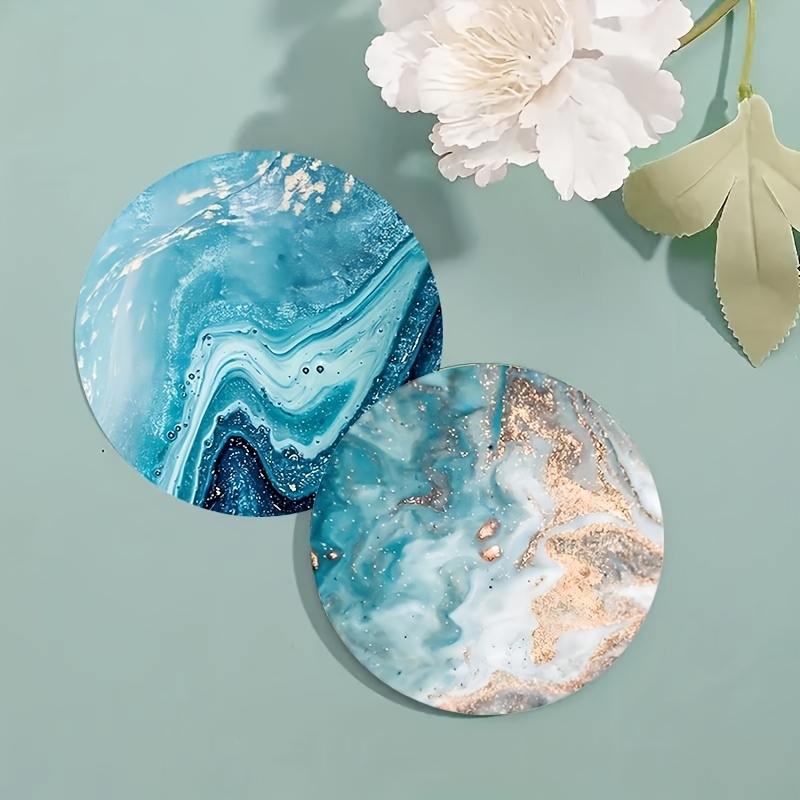 2D Düz 6 Parça Mavi Okyanus Yu - Marble Coaster Set incelemesi ve fiyatı